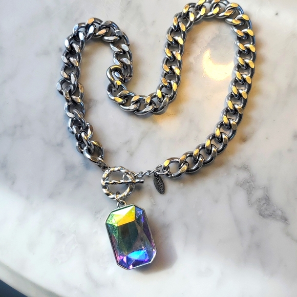 Traci Lynn Crystal Toggle Statement Necklace - Picture 6 of 7